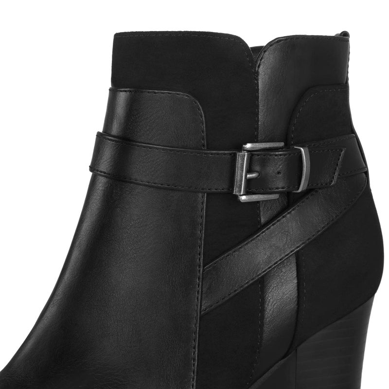 mysoft Women's Ankle Boots Chunky Stacked Heel Zipper Booties - Available in Wide Sizes - Image 2